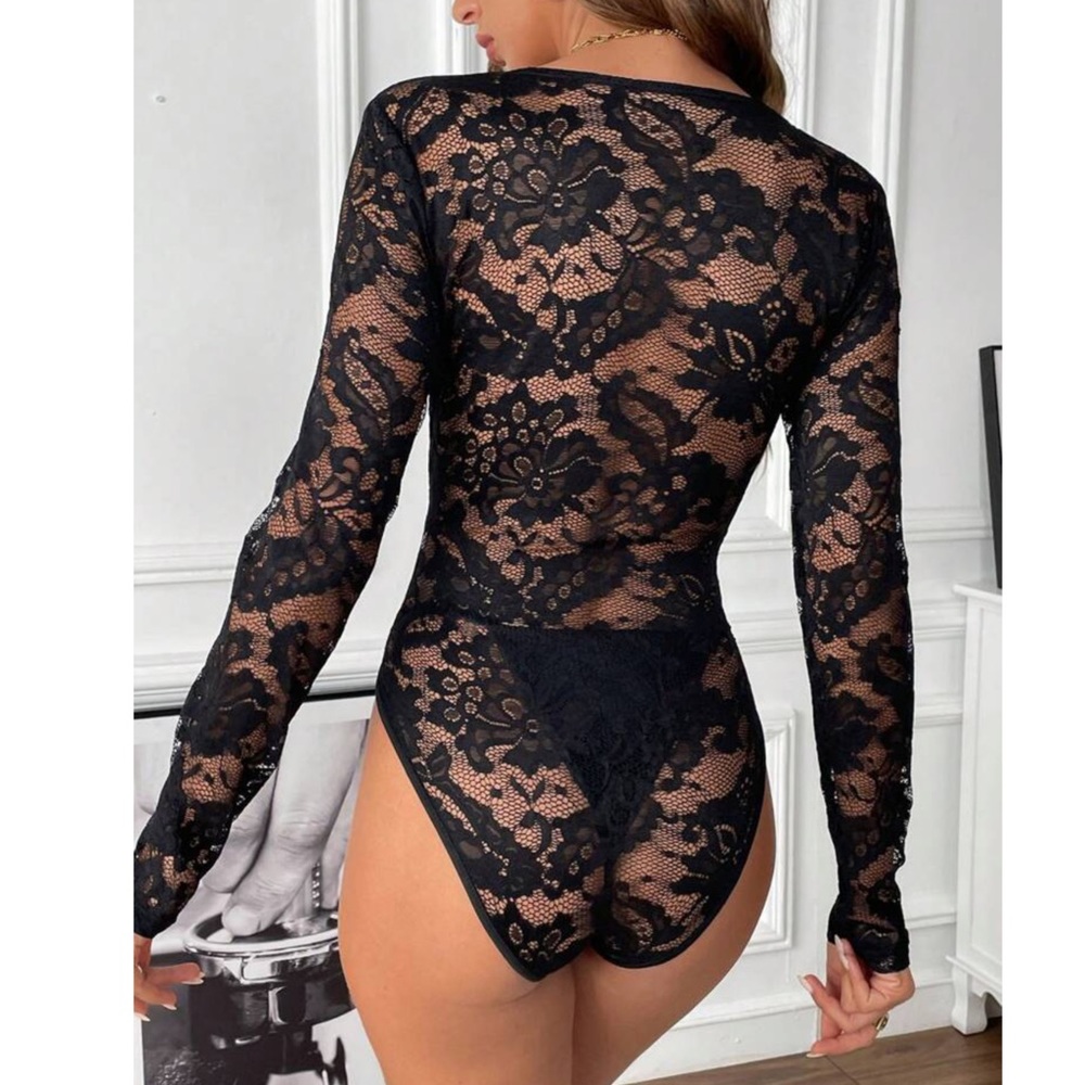 Black Lace Bodysuit - Picture 2 of 6